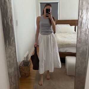 Wilfred White Pleated A-Line Midi Skirt